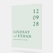 Simple Elegant Green Transparent Wedding Acrylschild (Winkel)