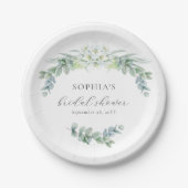 Simple Elegant Greenery Boho Script Brautparty Pappteller (Vorderseite)