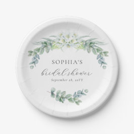Simple Elegant Greenery Boho Script Brautparty Pappteller