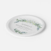 Simple Elegant Greenery Boho Script Brautparty Pappteller (Schrägansicht)