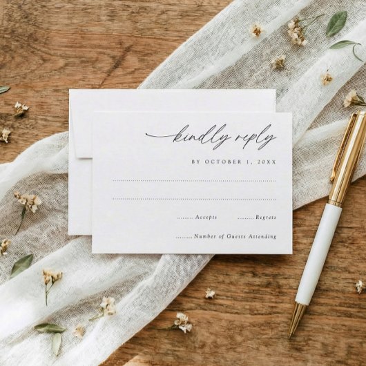 Simple Elegant Handwriting Wedding RSVP Karte