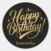 Simple Elegant Happy Birthday Runder Aufkleber (Vorderseite)
