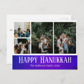 Simple Elegant Happy Hanukkah family photo Feiertagspostkarte (Vorne/Hinten)