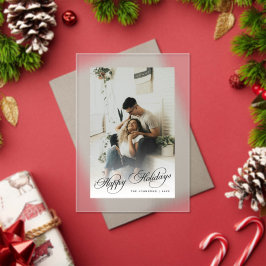 Simple Elegant Happy Holidays Photo Christmas Card Acryleinladungen