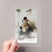 Simple Elegant Happy Holidays Photo Christmas Card Acryleinladungen (Insitu (Handheld))