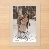 Simple Elegant Happy Holidays Photo Christmas Card Acryleinladungen (Vorderseite)