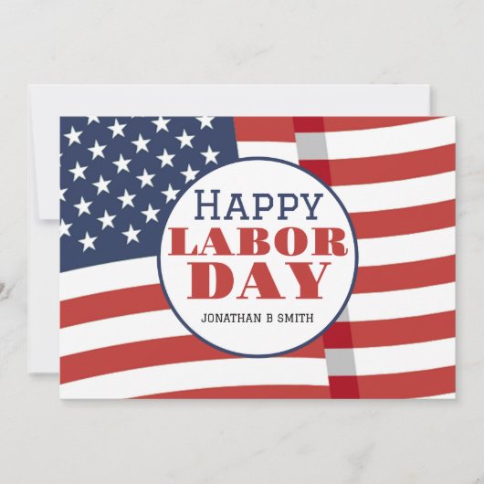 Simple Elegant Happy Labour Day mit US-Flagge (Vorderseite)
