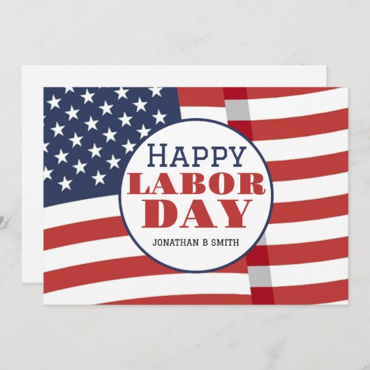Simple Elegant Happy Labour Day mit US-Flagge (Vorne/Hinten)