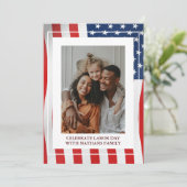 Simple Elegant Happy Labour Day mit US-Flagge (Stehend Vorderseite)