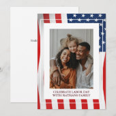 Simple Elegant Happy Labour Day mit US-Flagge (Vorne/Hinten)