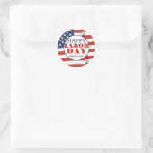 Simple Elegant Happy Labour Day mit US-Flagge Runder Aufkleber (Tasche)