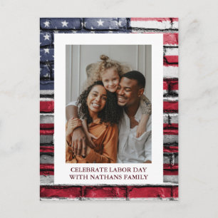 Simple Elegant Happy Labour Day mit US-Flaggen-Fot Postkarte