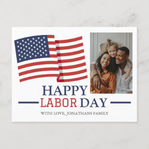 Simple Elegant Happy Labour Day mit US-Flaggen-Fot Postkarte
