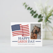 Simple Elegant Happy Labour Day mit US-Flaggen-Fot Postkarte (Stehend Vorderseite)