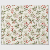 Simple, Elegant Holly, Red Berries and Pine Geschenkpapier (Flach)