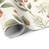 Simple, Elegant Holly, Red Berries and Pine Geschenkpapier (Rolleneckpunkt)