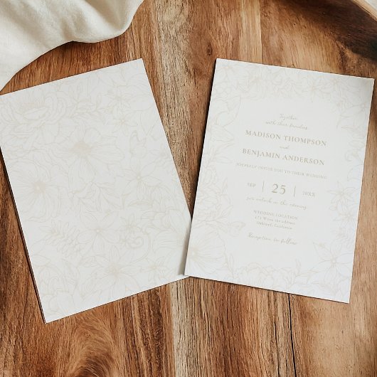 Simple Elegant Ivory Floral Garden Wedding Einladung