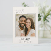 Simple elegant ivory photo luxury wedding save the date (Stehend Vorderseite)