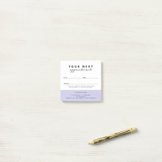 Simple Elegant Lilac White Salon Appointment Post-it Klebezettel (Auf Schreibtisch)