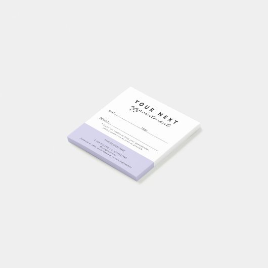 Simple Elegant Lilac White Salon Appointment Post-it Klebezettel (angewinkelt)