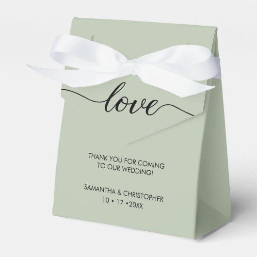 Simple & Elegant Love Wedding ScrIpt Sage green Geschenkschachtel (Vorderseite)