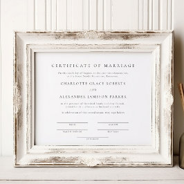 Simple Elegant Marriage Certificate Poster