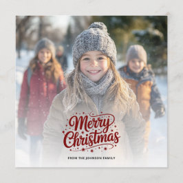 Simple Elegant Merry Christmas Photo Card Gradient Feiertagskarte