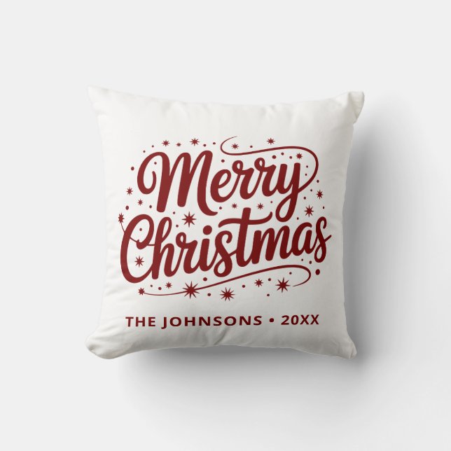 Simple Elegant Merry Christmas Script Kissen (Vorderseite)