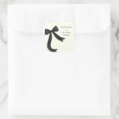 Simple Elegant Minimalist Black Bow Classic Quadratischer Aufkleber (Tasche)
