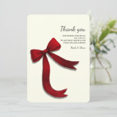 Simple Elegant Minimalist Red Bow Dankeskarte (Stehend Vorderseite)