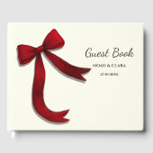 Simple Elegant Minimalist Red Bow Gästebuch (Vorderseite)