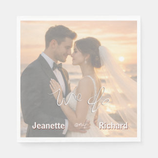 Simple Elegant Minimalist Sunset Beach Wedding Serviette