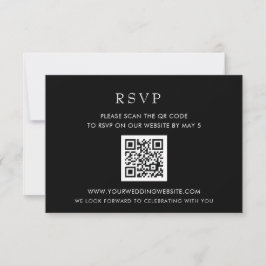Simple Elegant Modern Black QR CODE RSVP Karte