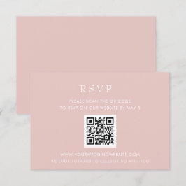 Simple Elegant Modern Blush QR CODE RSVP Karte