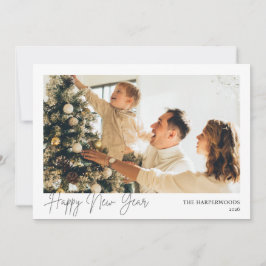 Simple Elegant Modern Happy New Year One Photo Feiertagskarte