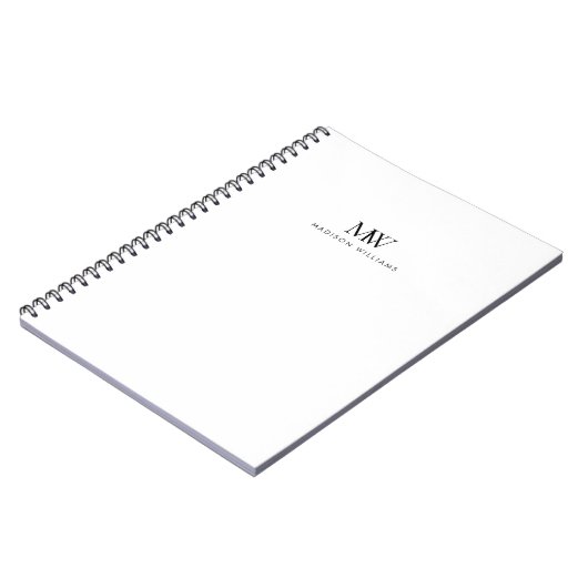 Simple Elegant Modern Monogram Notizblock (Linke Seite)