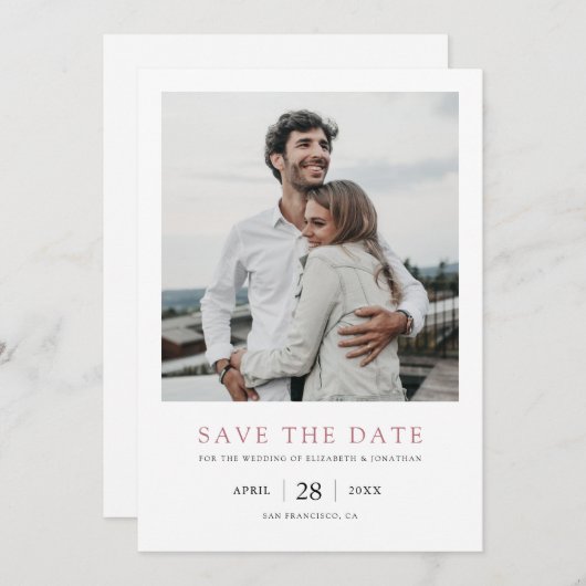 Simple Elegant Modern Multi Photo Wedding Save The Date (Vorne/Hinten)