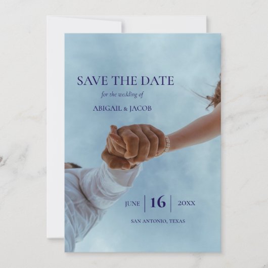 Simple Elegant Modern Photo Wedding Save the Date Einladung (Vorderseite)