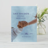 Simple Elegant Modern Photo Wedding Save the Date Einladung (Stehend Vorderseite)
