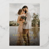 Simple Elegant Modern Photo Wedding Save the Date Folieneinladung (Vorderseite)