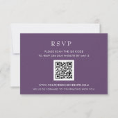 Simple Elegant Modern Purple QR CODE RSVP Karte (Vorderseite)