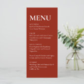Simple Elegant  Modern Wedding Menu Red  Menükarte (Stehend Vorderseite)