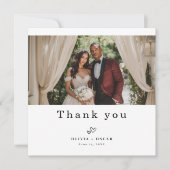 Simple Elegant Modern Wedding Photo Square Dankeskarte (Vorderseite)