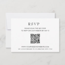 Simple Elegant Modern White QR CODE RSVP Karte