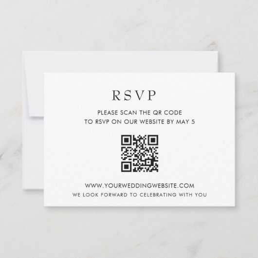 Simple Elegant Modern White QR CODE RSVP Karte (Vorderseite)