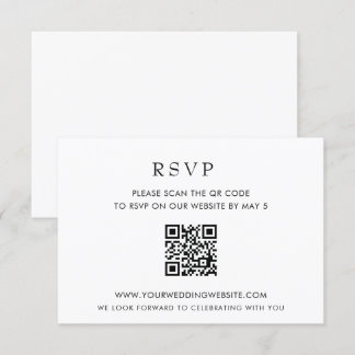 Simple Elegant Modern White QR CODE RSVP Karte