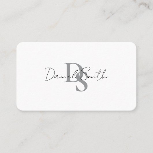 Simple Elegant Monogram Initial QRcode Black White Visitenkarte (Vorderseite)