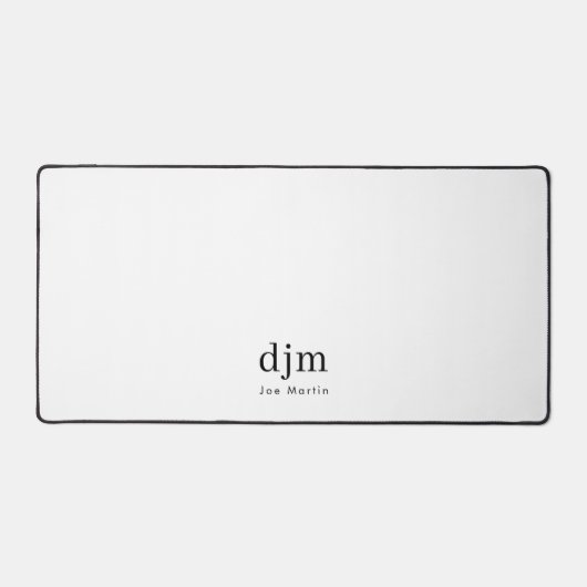 Simple Elegant Monogram Minimalist Black & White Schreibtischunterlage (Vorderseite)