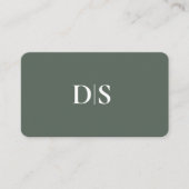 Simple Elegant Muted Green White with Initials Visitenkarte (Vorderseite)