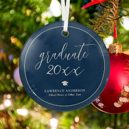 Simple Elegant Navy Blue 2024 Graduate Abschluss Ornament Aus Glas